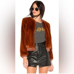VGUC ASTR The Label Frankie Faux Fur Bomber Jacket Spice Brown Xsmall